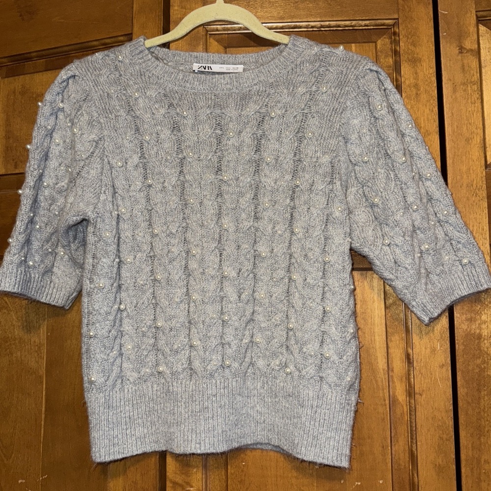 Zara Gray Cable Knit Sweater